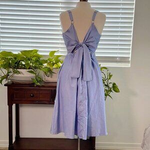 MELLODAY Light Blue Midi Dress with Back Bow Tie & Adjustable Straps